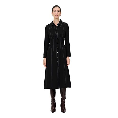 Veronika Maine Double Weave Topstitched Shirtdress